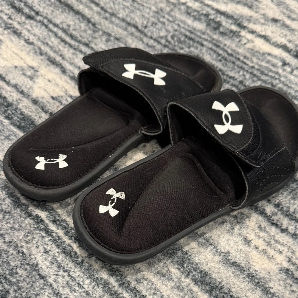 Under Armour Kids Black and White Slide Sandals